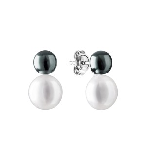 Cercei perle naturale negre si albe din argint DiAmanti MS19405E-G (Argint 925‰ 0,85 g.)